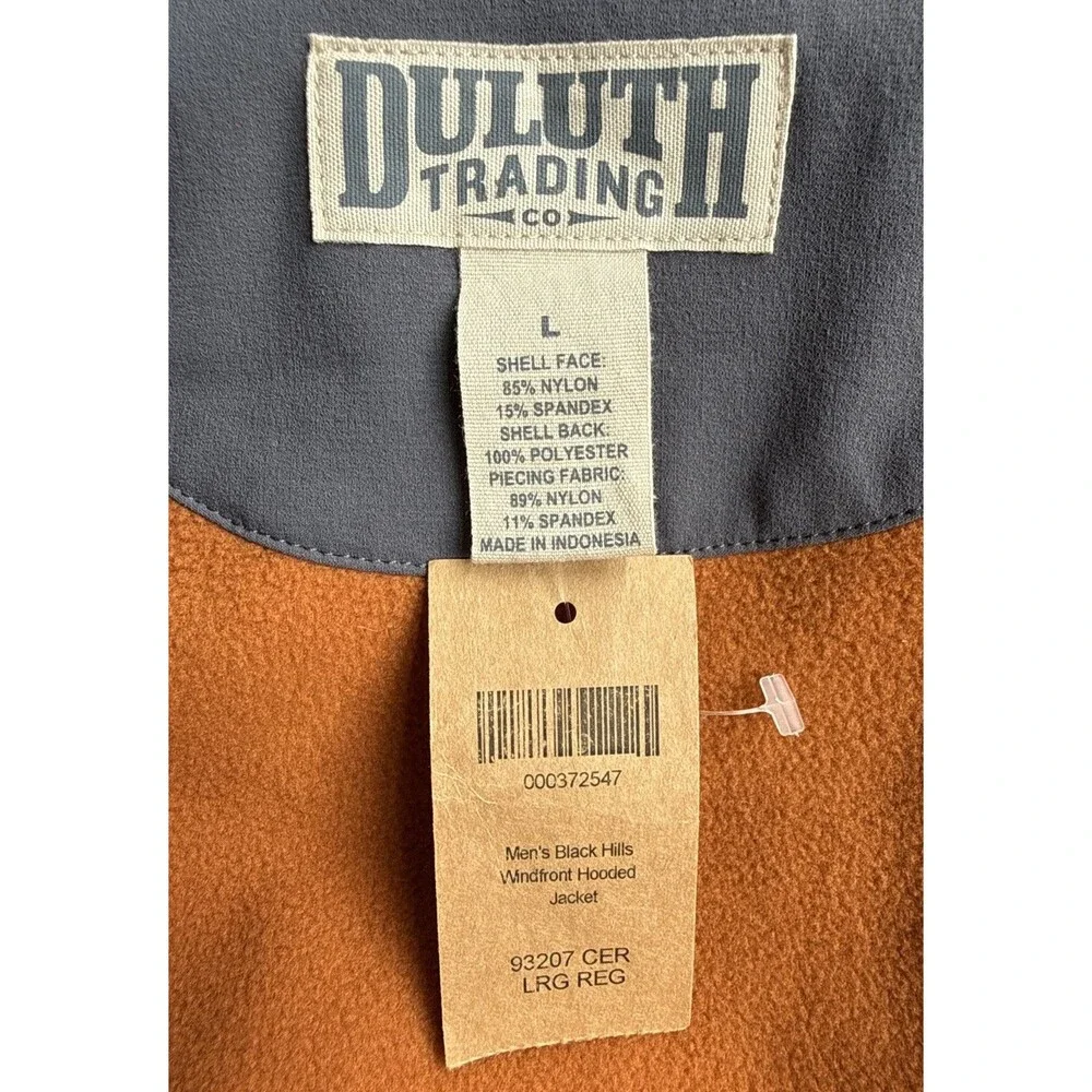 NWT Duluth Trading Co Black Hills Windfront Zip Off Hooded Jacket Men's Large